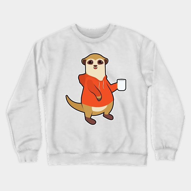 Meerkat with Cup of Coffee Crewneck Sweatshirt by Markus Schnabel